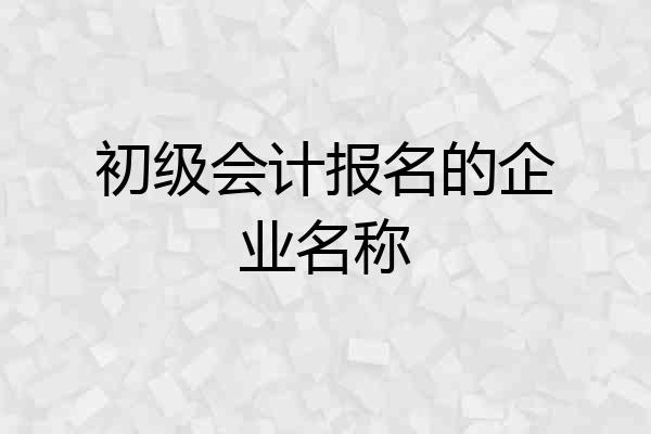 初级会计报名的企业名称
