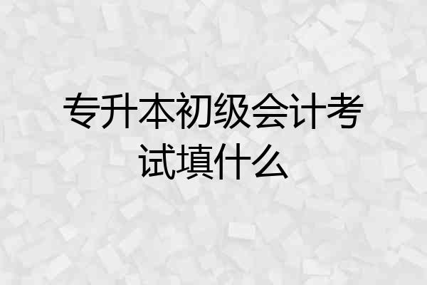 专升本初级会计考试填什么