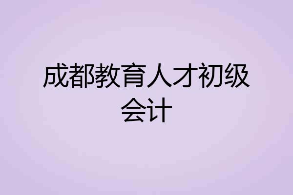 成都教育人才初级会计