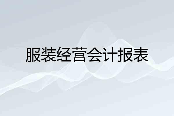 服装经营会计报表