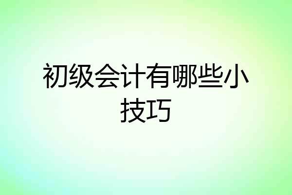 初级会计有哪些小技巧