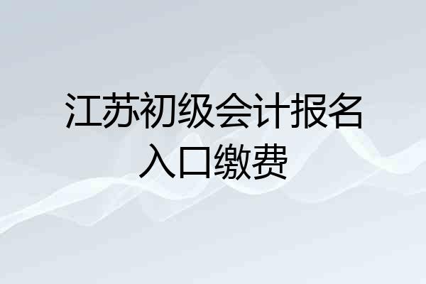 江苏初级会计报名入口缴费