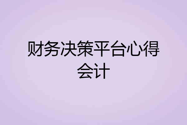 财务决策平台心得会计