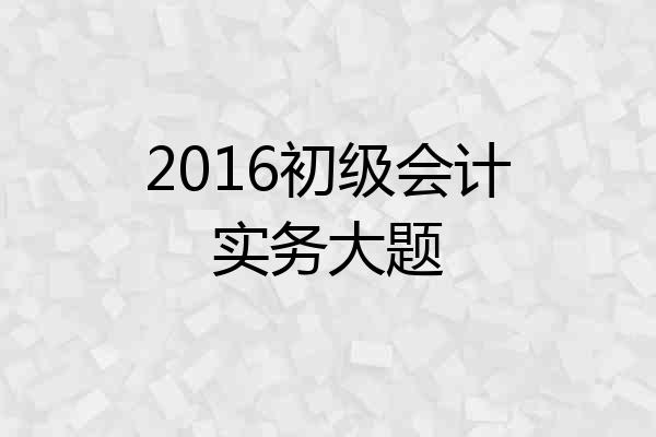 2016初级会计实务大题