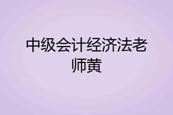中级会计经济法老师黄