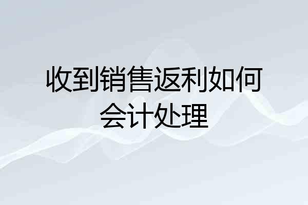 收到销售返利如何会计处理