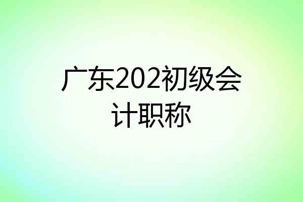 广东202初级会计职称