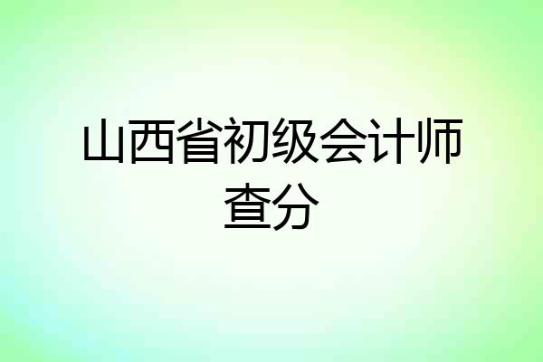 山西省初级会计师查分