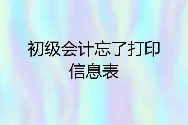 初级会计忘了打印信息表