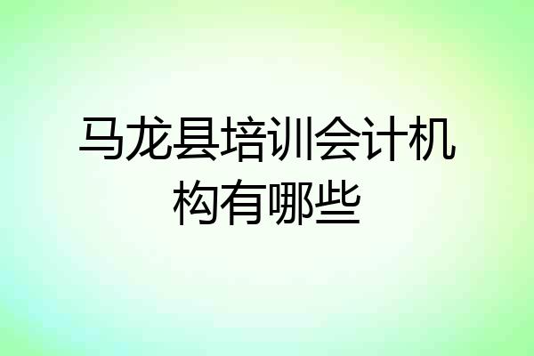 马龙县培训会计机构有哪些