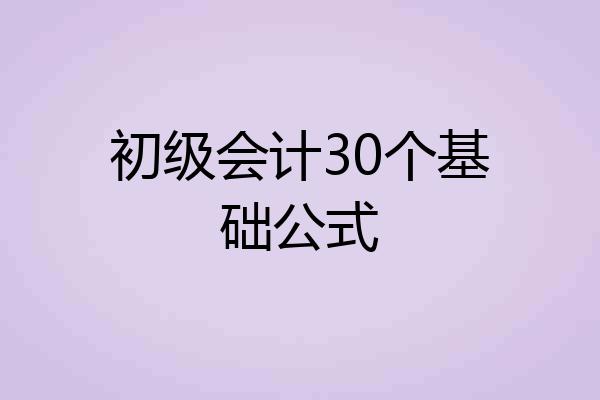 初级会计30个基础公式