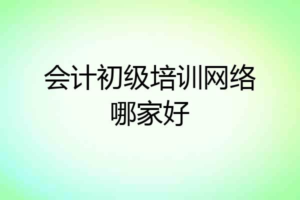 会计初级培训网络哪家好