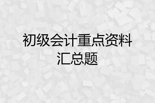 初级会计重点资料汇总题