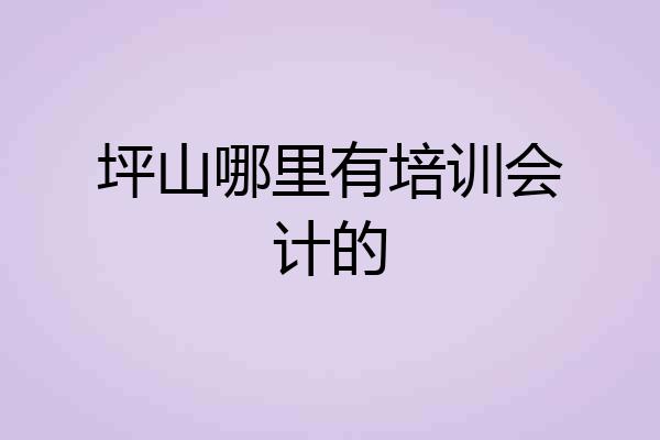 坪山哪里有培训会计的
