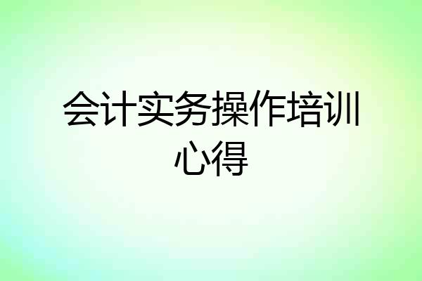 会计实务操作培训心得