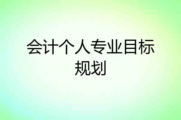 会计个人专业目标规划
