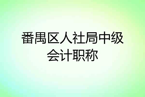 番禺区人社局中级会计职称