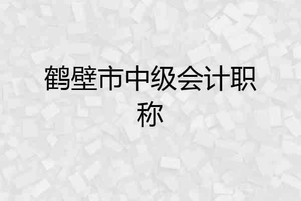 鹤壁市中级会计职称