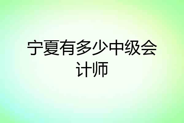 宁夏有多少中级会计师