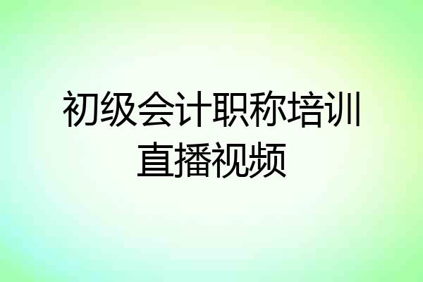 初级会计职称培训直播视频
