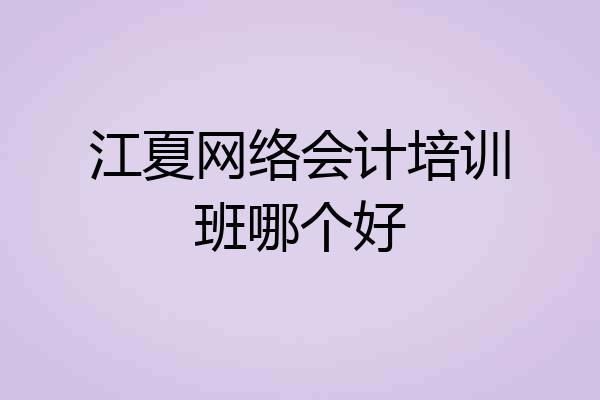 江夏网络会计培训班哪个好