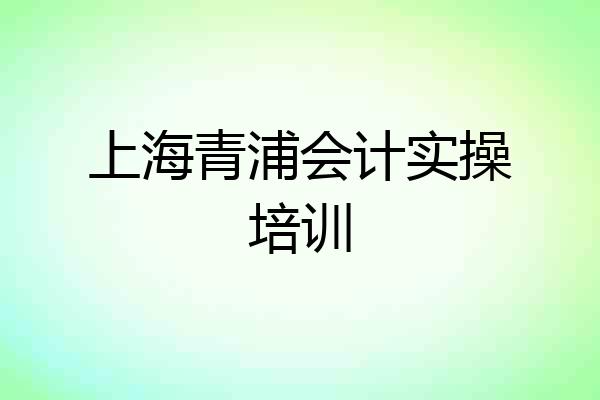 上海青浦会计实操培训