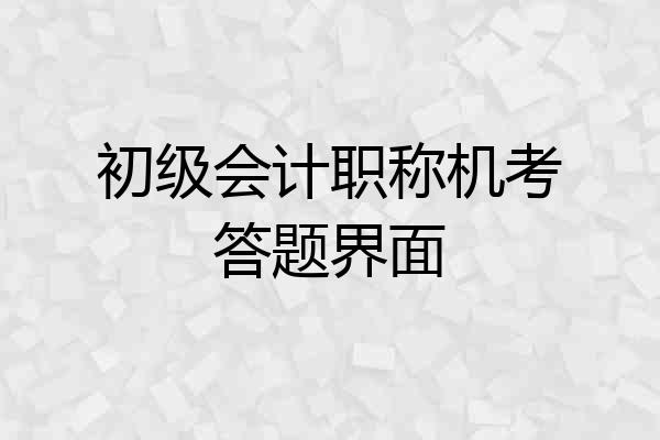 初级会计职称机考答题界面