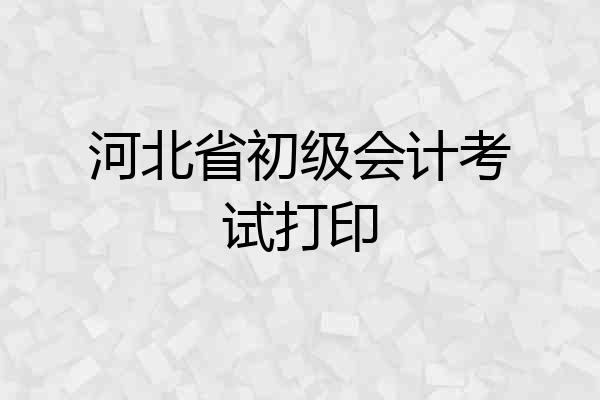 河北省初级会计考试打印