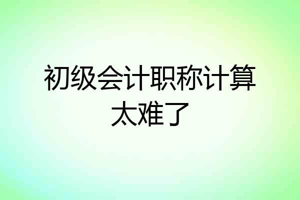 初级会计职称计算太难了
