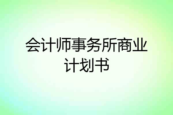 会计师事务所商业计划书