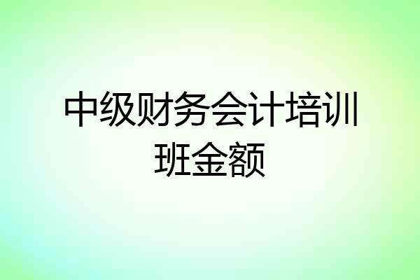 中级财务会计培训班金额