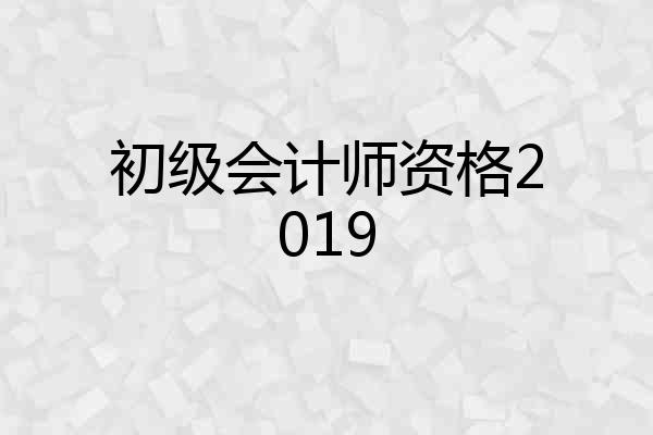 初级会计师资格2019