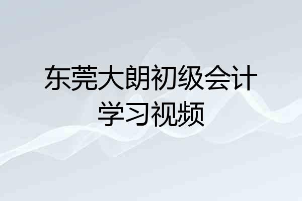 东莞大朗初级会计学习视频