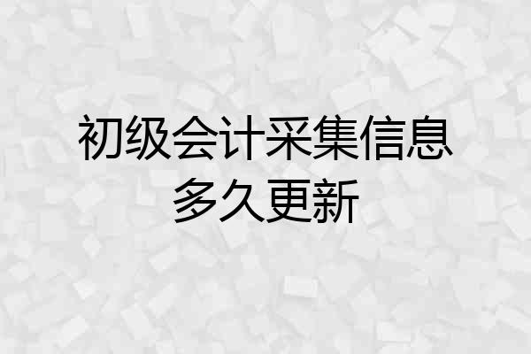 初级会计采集信息多久更新