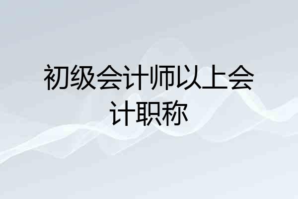 初级会计师以上会计职称