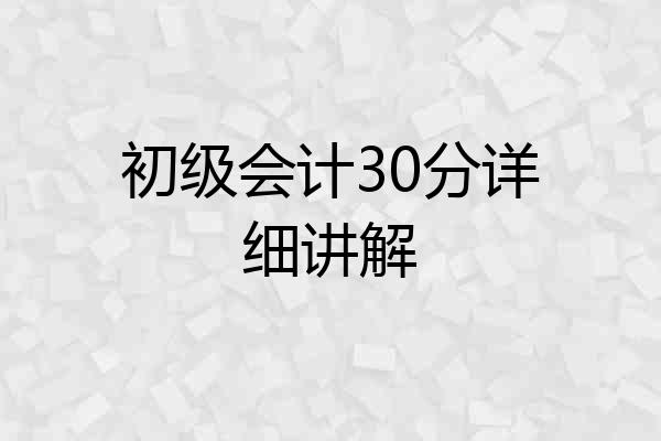 初级会计30分详细讲解