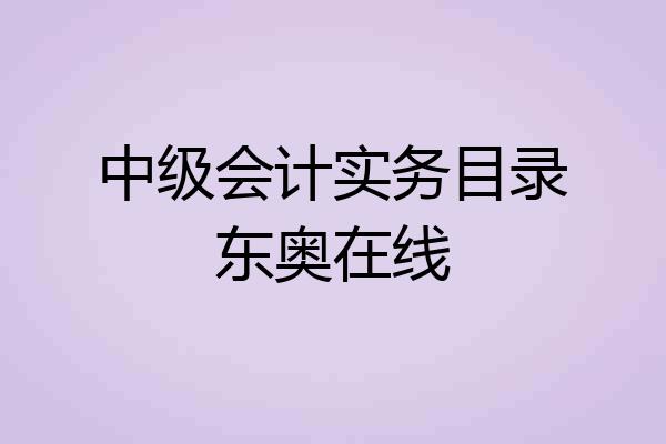 中级会计实务目录东奥在线
