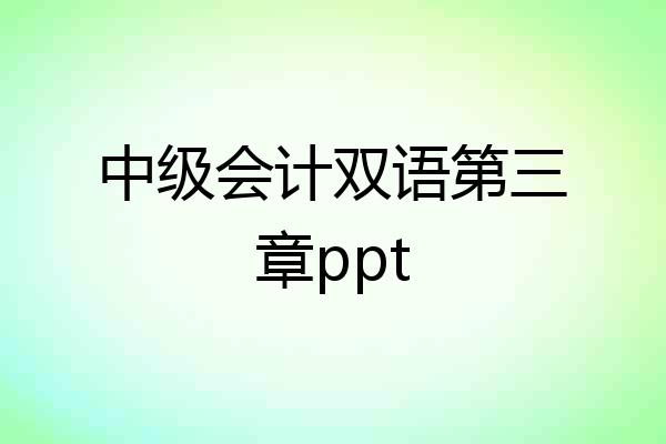 中级会计双语第三章ppt