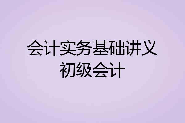 会计实务基础讲义初级会计