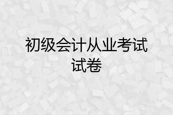 初级会计从业考试试卷
