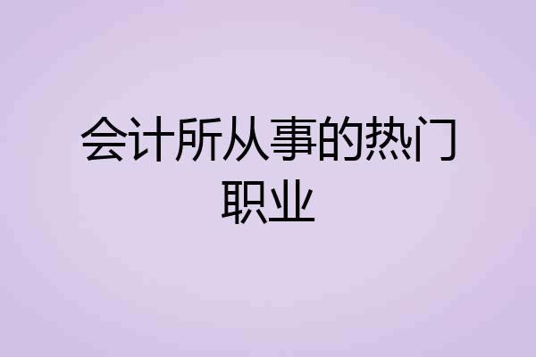 会计所从事的热门职业