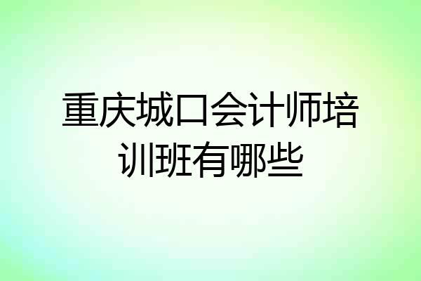 重庆城口会计师培训班有哪些