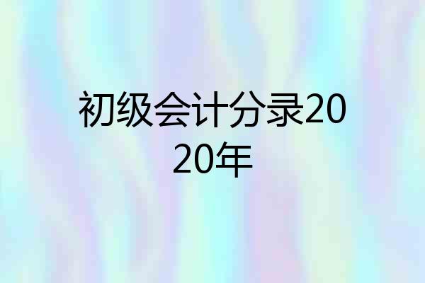 初级会计分录2020年