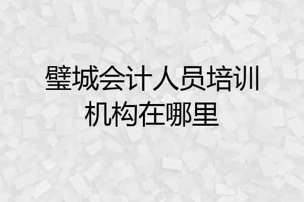 璧城会计人员培训机构在哪里
