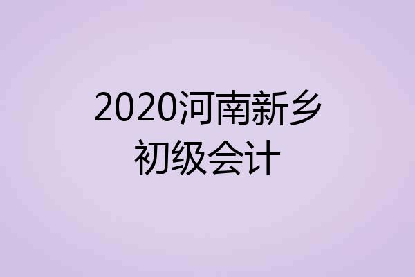 2020河南新乡初级会计