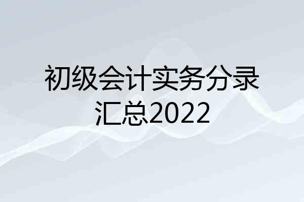 初级会计实务分录汇总2022
