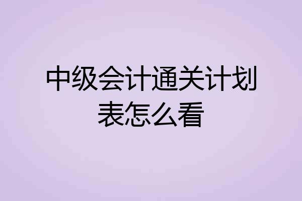 中级会计通关计划表怎么看