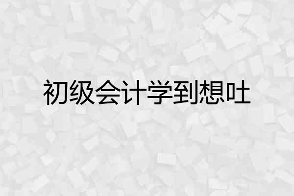 初级会计学到想吐
