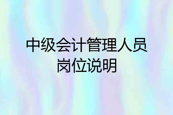 中级会计管理人员岗位说明