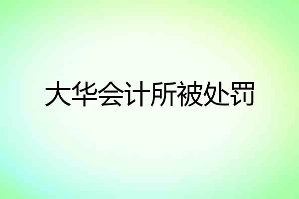 大华会计所被处罚